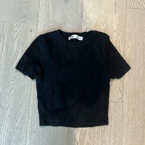 Black basic crop top